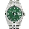 Image 1 : Rolex Mens Stainless Steel Green Roman Diamond & Emerald Datejust Wristwatch