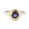 Image 2 : 1.30 ctw Blue Sapphire and Diamond Ring - 18KT White and Yellow Gold