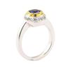 Image 4 : 1.30 ctw Blue Sapphire and Diamond Ring - 18KT White and Yellow Gold