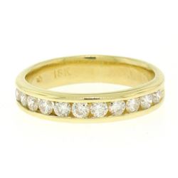 18k Yellow Gold 0.33 ctw 11 Channel Round Brilliant Cut Diamond Band Ring