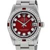 Image 2 : Rolex Womens Midsize 31mm Red Vignette String Diamond & Ruby Datejust Wristwatch