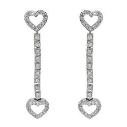 14k White Gold 0.92CTW Diamond Earrings, (SI3/G-H)