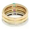 Image 3 : 14K Tri Color Gold 3 Stackable Tension Set Emerald Sapphire Ruby Solitaire Rings