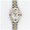 Image 2 : Rolex Ladies 2 Tone 14K MOP & Ruby Diamond Datejust Wriswatch