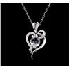 Image 2 : 3.52 ctw Aquamarine and Diamond Pendant With Chain - 14KT White Gold