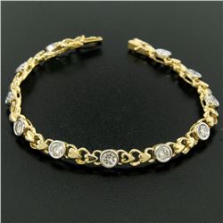 18k Yellow Gold 2.15 ctw Bezel Round Brilliant Diamond Open Heart Tennis Bracele