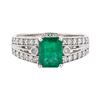 Image 2 : 1.31 ctw Emerald and Diamond Ring - 14KT White Gold