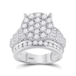 3 CTW Round Diamond Cluster Bridal Wedding Engagement Ring 10kt White Gold - REF-179H9W