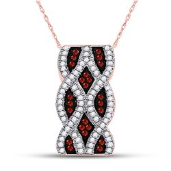 1/4 CTW Round Red Color Enhanced Diamond Fashion Pendant 10kt Rose Gold - REF-24X3T