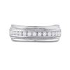 Image 2 : 1/2 CTW Mens Round Diamond Wedding Single Row Ring 10kt White Gold - REF-54H3W