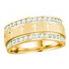 Image 1 : 1 CTW Mens Round Diamond Grecco Cross Wedding Anniversary Ring 14kt Yellow Gold - REF-113F9M