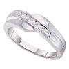 Image 1 : 1/4 CTW Mens Round Channel-set Diamond Curved Wedding Ring 14kt White Gold - REF-30W3F