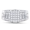 Image 2 : 1 CTW Princess Diamond Cluster Bridal Wedding Engagement Ring 14kt White Gold - REF-71X9T