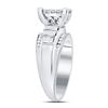 Image 3 : 1 CTW Princess Diamond Cluster Bridal Wedding Engagement Ring 14kt White Gold - REF-71X9T