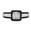 Image 2 : 1/3 CTW Round Black Color Enhanced Diamond Cluster Ring 10kt White Gold - REF-18T3K
