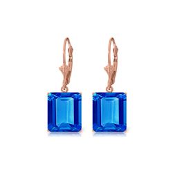 Genuine 13 ctw Blue Topaz Earrings 14KT Rose Gold - REF-54H2X