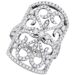 1 & 5/8 CTW Round Diamond Vintage-style Knuckle Ring 14kt White Gold - REF-171A6N