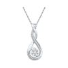 Image 1 : 1/4 CTW Round Diamond Twisted Teardrop Cluster Pendant 10kt White Gold - REF-19Y2X