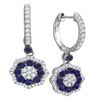 Image 1 : 1 & 1/4 CTW Round Blue Sapphire Dangle Earrings 18kt White Gold - REF-126F3M