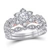 Image 1 : 3/4 CTW Round Diamond Flower Bridal Wedding Engagement Ring 14kt Two-tone Gold - REF-101R9H