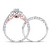 Image 3 : 3/4 CTW Round Diamond Flower Bridal Wedding Engagement Ring 14kt Two-tone Gold - REF-101R9H