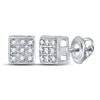 Image 1 : 1/20 CTW Round Diamond Square Cluster Earrings 10kt White Gold - REF-6A5N