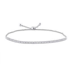 1 CTW Round Diamond Single Row Bolo Bracelet 10kt White Gold - REF-77M9A