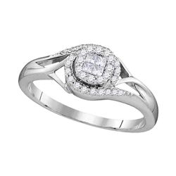 1/5 CTW Princess Round Diamond Cluster Bridal Wedding Engagement Ring 10kt White Gold - REF-21R5H