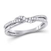 Image 1 : 1/6 CTW Round Diamond Crossover Stackable Ring 10kt White Gold - REF-15X5T
