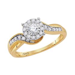 1/3 CTW Round Diamond Cluster Bridal Wedding Engagement Ring 14kt Yellow Gold - REF-45H5W
