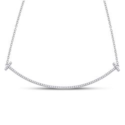 1/3 CTW Round Diamond Curved Bar Necklace 10kt White Gold - REF-26N9Y