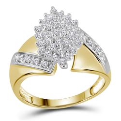 1/2 CTW Round Diamond Cluster Ring 14kt Yellow Gold - REF-33A6N