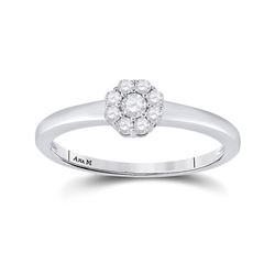 1/5 CTW Round Diamond Cluster Bridal Wedding Engagement Ring 14kt White Gold - REF-24M3A