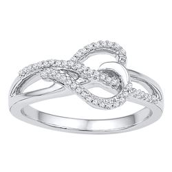1/6 CTW Round Diamond Heart Infinity Ring 10kt White Gold - REF-16M8A