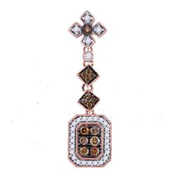 1/2 CTW Round Brown Diamond Fashion Pendant 14kt Rose Gold - REF-39F6M