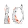 Image 1 : 1/3 CTW Baguette Diamond Hoop Earrings 10kt Two-tone Gold - REF-26Y3X