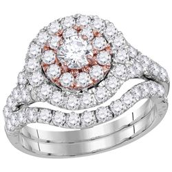 2 CTW Round Diamond Bridal Wedding Engagement Ring 14kt Two-tone Gold - REF-143K9R