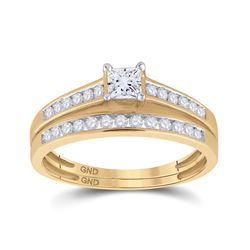 1/2 CTW Princess Diamond Bridal Wedding Engagement Ring 10kt Yellow Gold - REF-39X5T