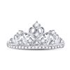 Image 2 : 1/5 CTW Round Diamond Crown Tiara Cocktail Ring 10kt White Gold - REF-19F2M
