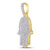 Image 2 : 1 & 1/2 CTW Mens Round Diamond Hamsa Charm Pendant 10kt Yellow Gold - REF-95R9H