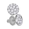 Image 1 : 1 CTW Round Diamond Cluster Earrings 14kt White Gold - REF-71R9H