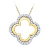 Image 1 : 1/8 CTW Round Diamond Quatrefoil Cutout Pendant 10kt Yellow Gold - REF-9Y3X