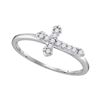 Image 1 : 1/8 CTW Round Diamond Cross Faith Ring 10kt White Gold - REF-11W9F