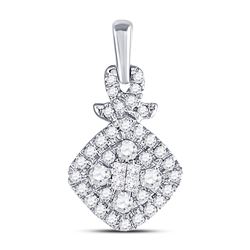3/8 CTW Princess Round Diamond Cluster Pendant 10kt White Gold - REF-32W3F