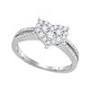 Image 1 : 1/2 CTW Round Diamond Heart Cluster Split-shank Ring 14kt White Gold - REF-51Y5X