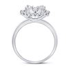 Image 3 : 1 CTW Round Diamond Halo Flower Cluster Ring 14kt White Gold - REF-81H5W