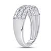 Image 2 : 1 CTW Round Diamond Triple Row Chevron Ring 14kt White Gold - REF-63F5M