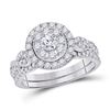 Image 1 : 1 CTW Round Diamond Bridal Wedding Engagement Ring 14kt White Gold - REF-96K3R