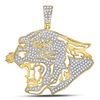 Image 1 : 5/8 CTW Mens Round Diamond Panther Head Charm Pendant 10kt Yellow Gold - REF-41A9N