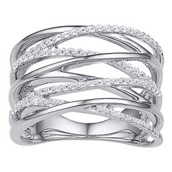 1/4 CTW Round Diamond Crossover Open Strand Ring 10kt White Gold - REF-33W3F